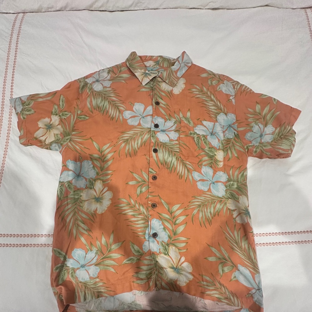 Men's Orange Floral Casual Shirt